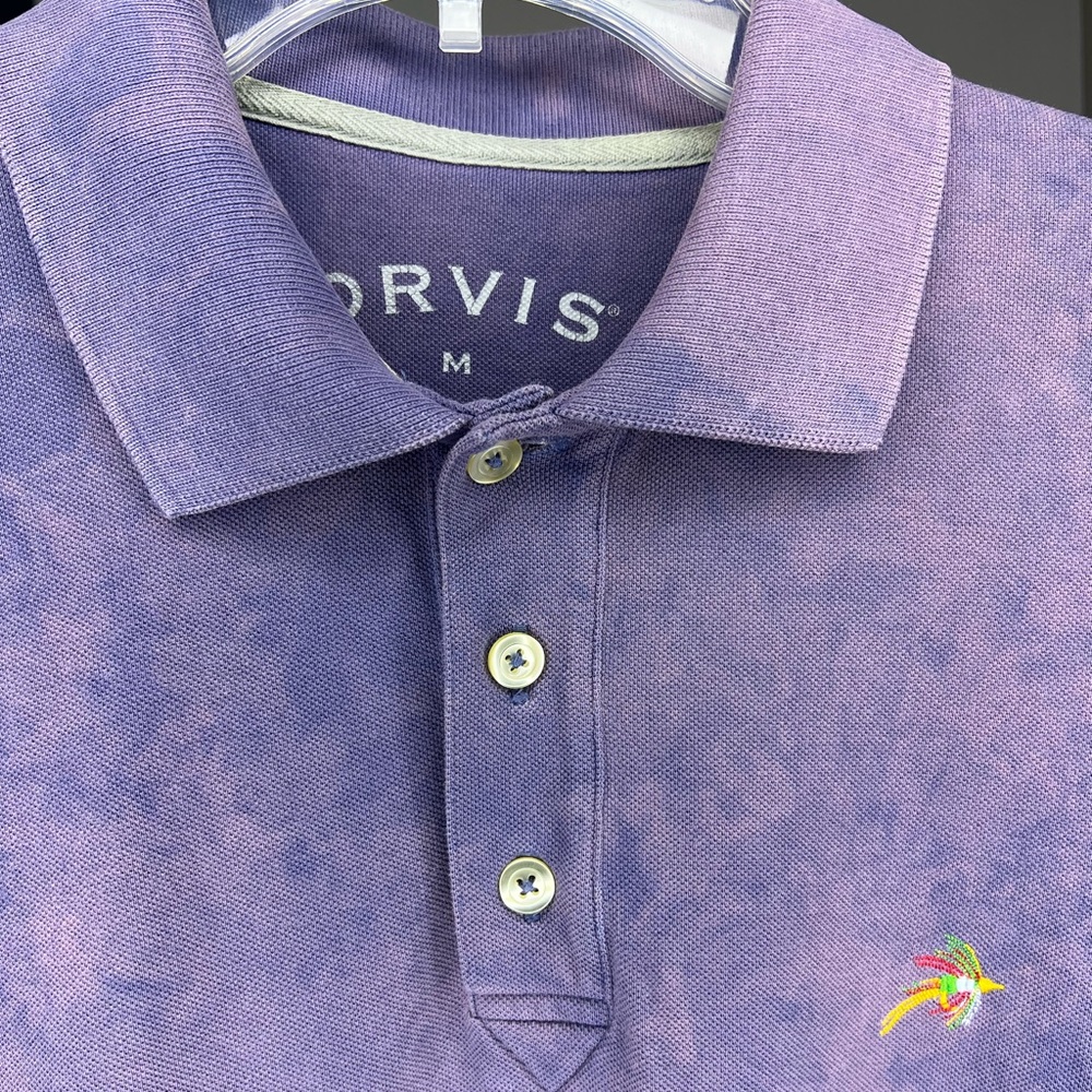 Orvis men’s polo purple unique tie dye effect - size Medium